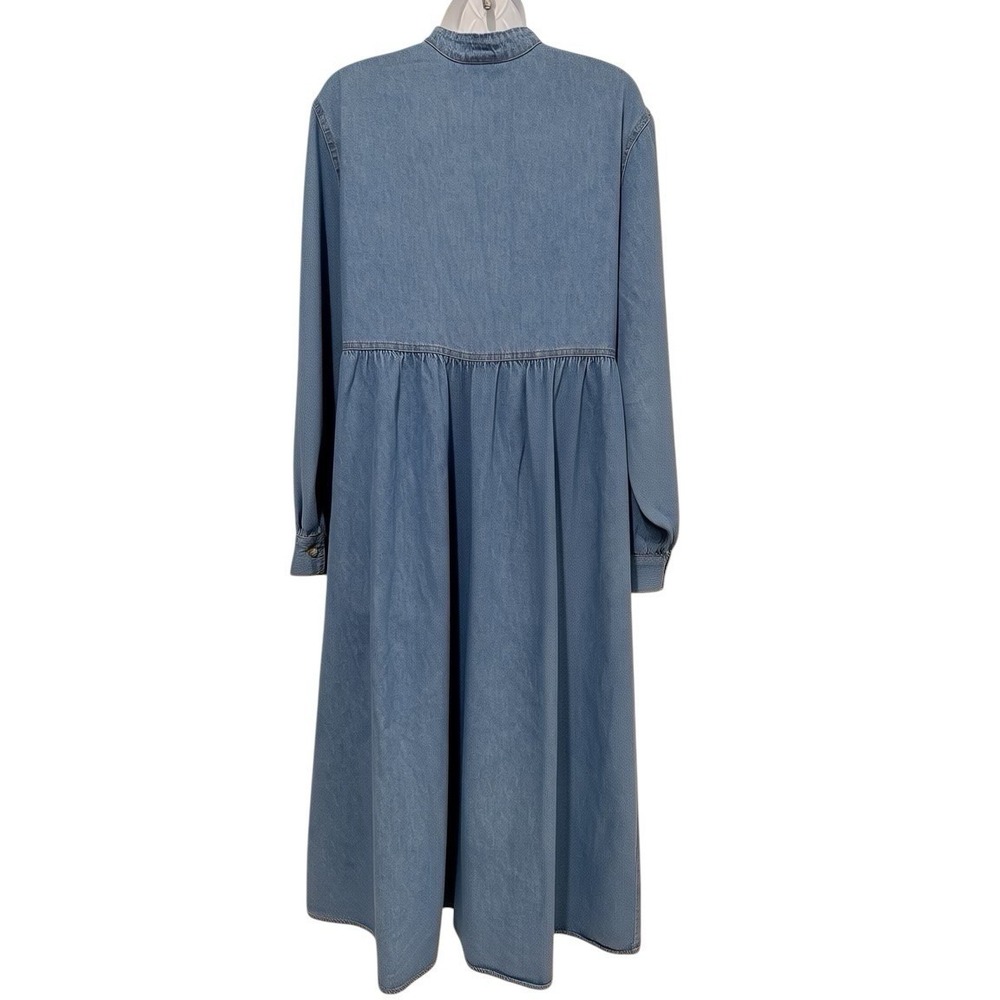 Studio‎ Ease Denim Midi Dress 12 Button Cottagecore Minimalist Pockets Relaxed - Picture 4 of 11